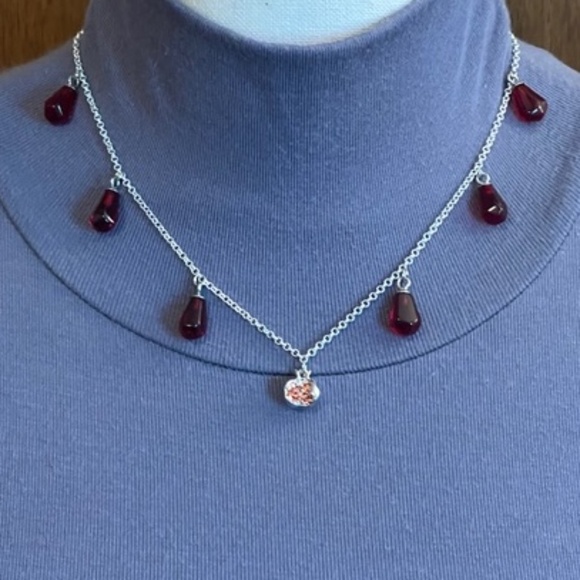 Persephone Greek Roman Goddess Pomegranate and Seeds Handmade Silver Necklace - Picture 7 of 16